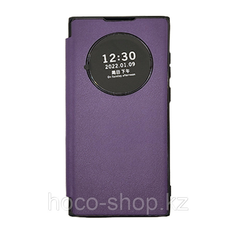 Чехол-книжка Samsung S22 Ultra с круглым окошком, Фиолетовый - фото 1 - id-p106712163