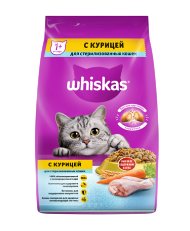 Whiskas для стерилизованных кошек подушечки с курицей ,1.9 кг - фото 1 - id-p106714347