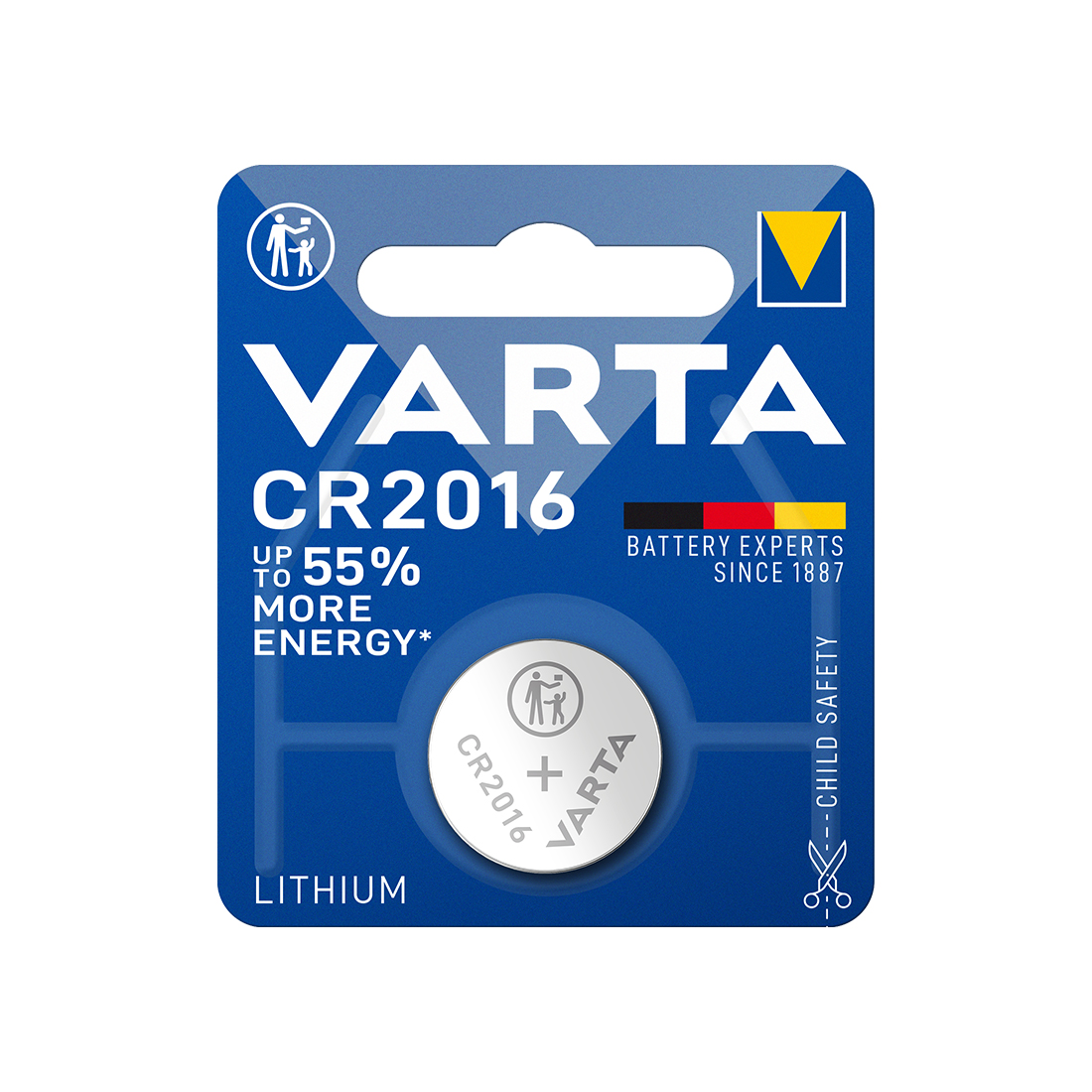 Батарейка, VARTA, CR2016-BP1, Lithium Battery, CR2016, 3V, 1 шт., в блистере