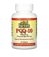 Natural factors PQQ-10, pqq 20мг, коэнзим q10 200мг, 30 капсул
