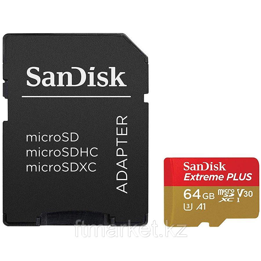 SANDISK Memory Flash cards 64ГБ Extreme Plus Micro SDXC Class 10/UHS-I U3/Video Speed Class V30/Application, фото 1
