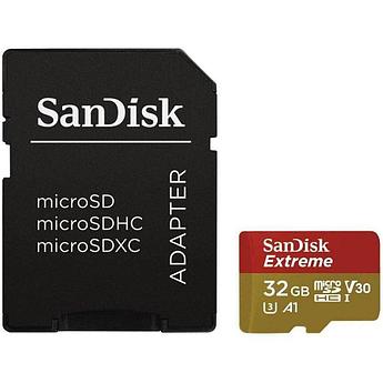SanDisk Extreme microSDHC 32GB + SD Adapter for Action Sports Cameras - 100MB/s A1 C10 V30 UHS-I U3; EAN: