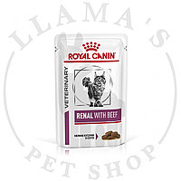 Royal Canin Renal Feline Корм диетический для взрослых кошек с говядиной для поддержания функции почек 12 шт