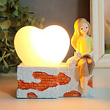 Статуэтка-светильник "Девчонка на крыше с котёнком и сердцем", фото 2