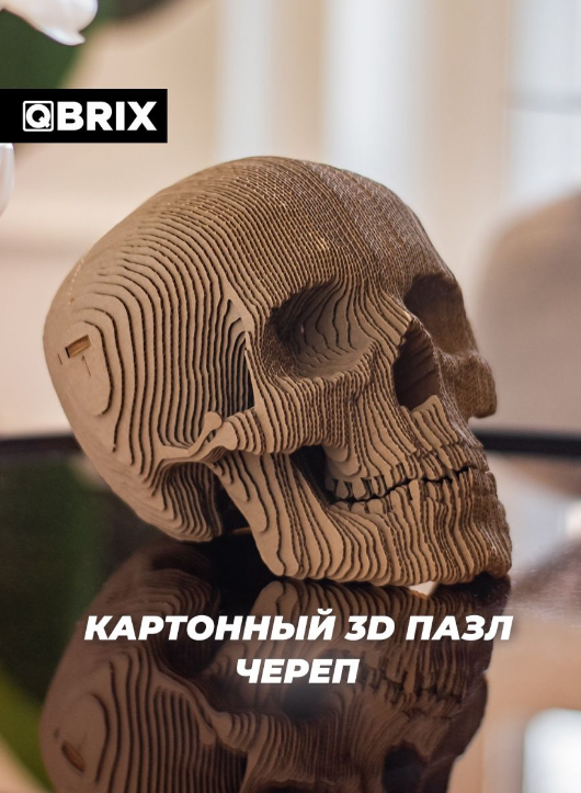 3д пазл QBRIX Череп QBRIX Картонный 3D конструктор - фото 5 - id-p106724148