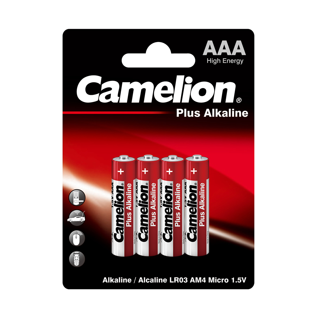 Батарейка, CAMELION, LR03-BP4, Plus Alkaline, AAA, 1.5V, 1150 mAh, 4 шт в блистере - фото 1 - id-p106727049