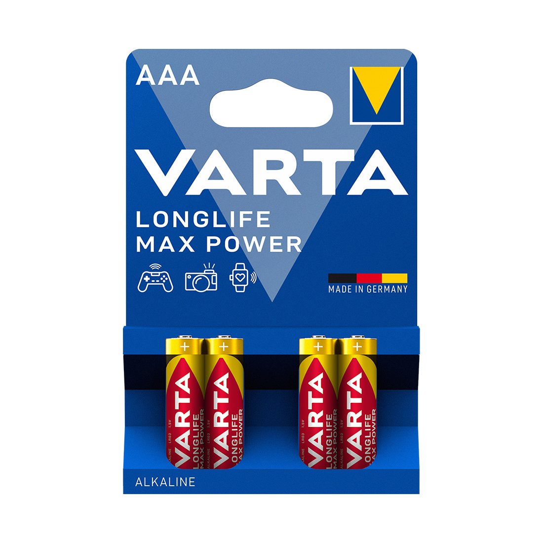 Батарейка, VARTA, LR03 Longlife Power Max Micro, AAA, 1.5 V, 4 шт., Блистер - фото 1 - id-p106727166