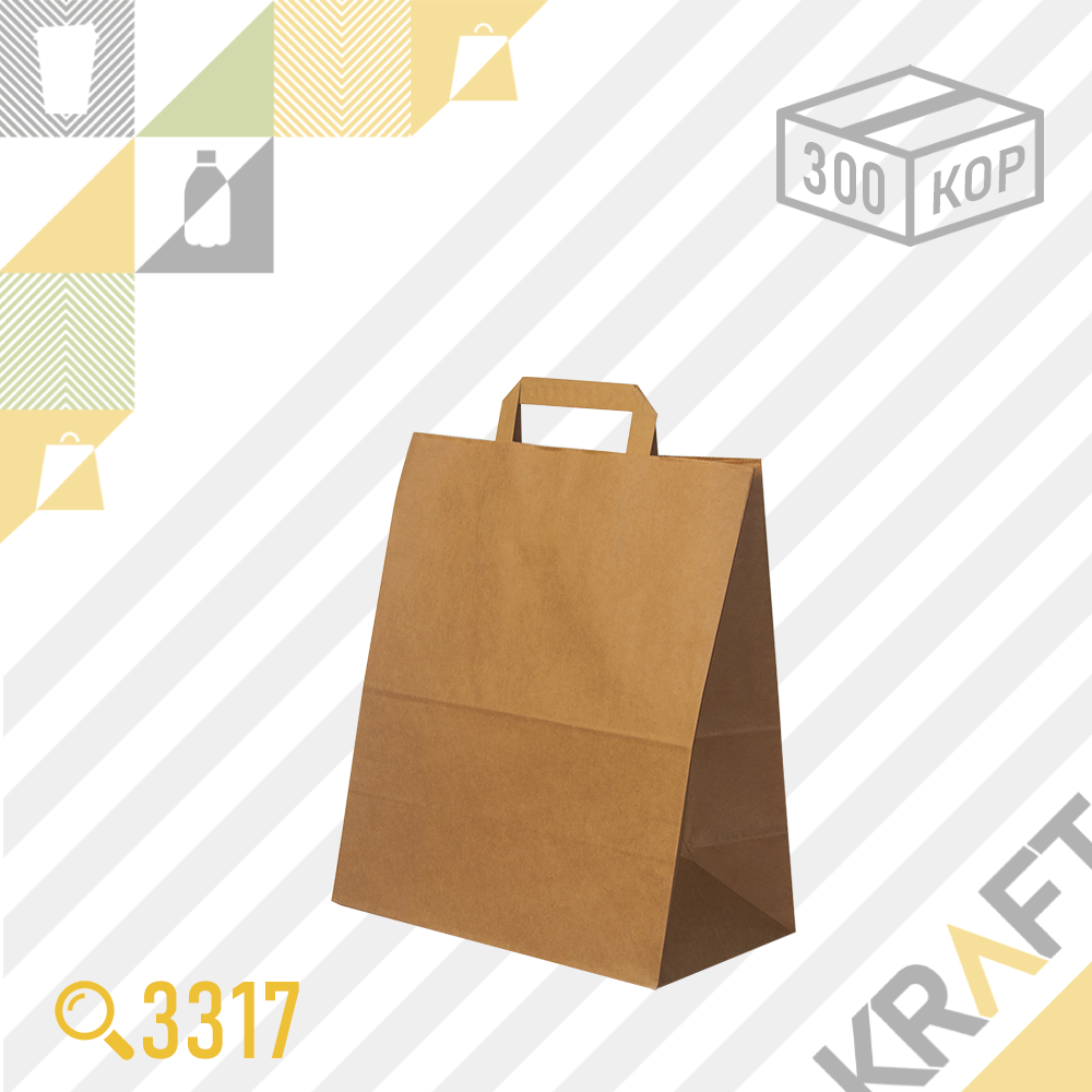 Бумажный пакет DELIVERY BAG (Плоская ручка) 240х140х280 (78гр) (300шт/кор), фото 1