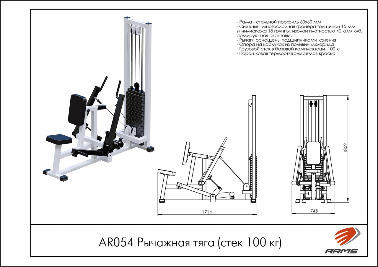 ARMS Рычажная тяга (стек 100 кг) - фото 2 - id-p53718593