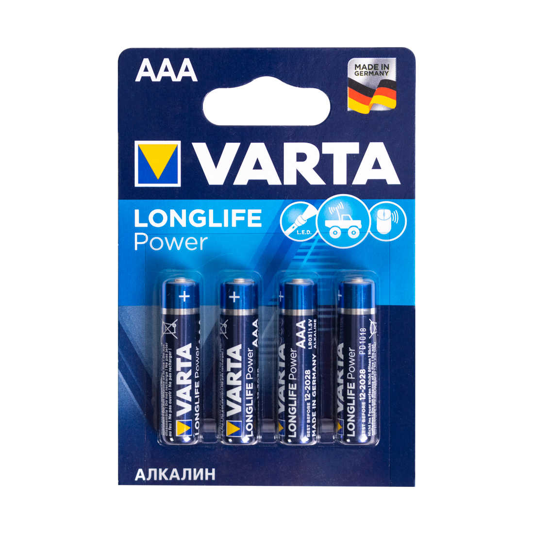 Батарейка, VARTA, LR03 Longlife Power Micro, AAA, 1.5 V, 4 шт., Блистер - фото 2 - id-p106729688