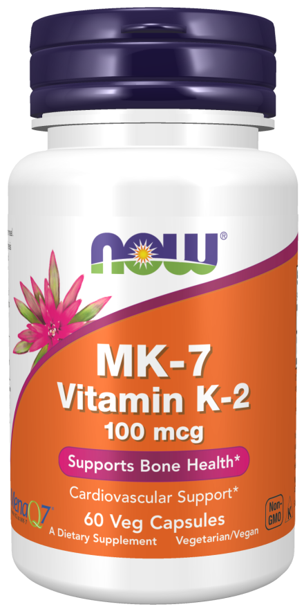 MK-7 Vitamin K-2 100 mcg, 60 veg.caps, NOW - фото 1 - id-p106034967