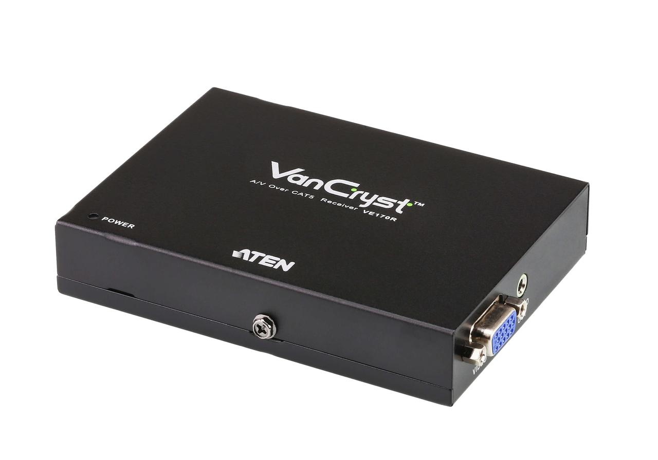 Cat 5 кабелі арқылы VGA және аудио қабылдағыш (1024x768@300м) VE170R ATEN - фото 1 - id-p106731018