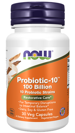 Probiotic-10 100 Billion, 30 veg.caps, NOW, фото 1