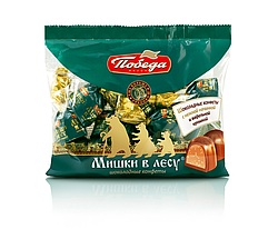 Конфеты  вафельные "Мишки в лесу" с начинкой в горьком шоколаде ,200 гр