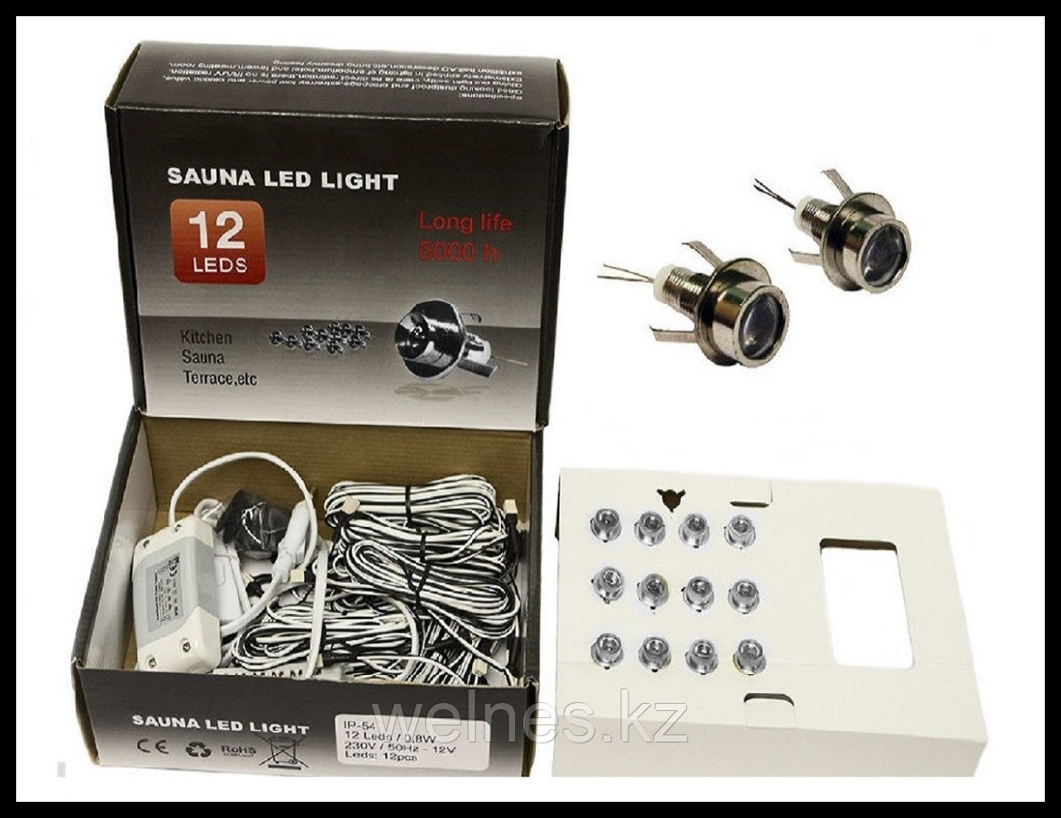 Термостойкое точечное освещение для Русской Бани Sauna LedLight Silver (12V, 6 точек), фото 1