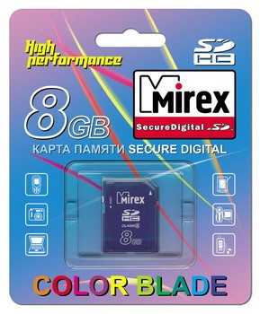 Карта памяти SD Mirex 8Gb (4 class)