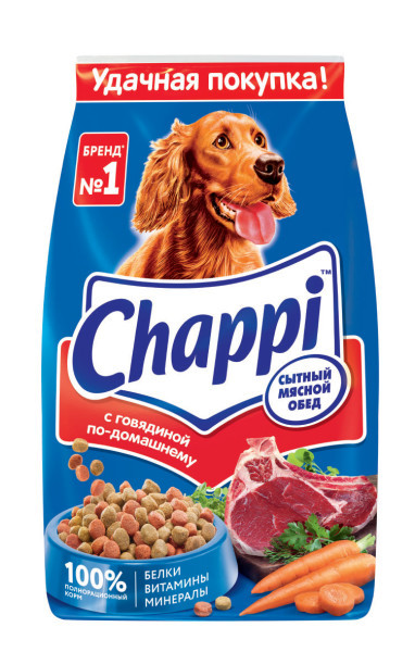 Chappi  для собак с говядиной по-домашнему ,600гр