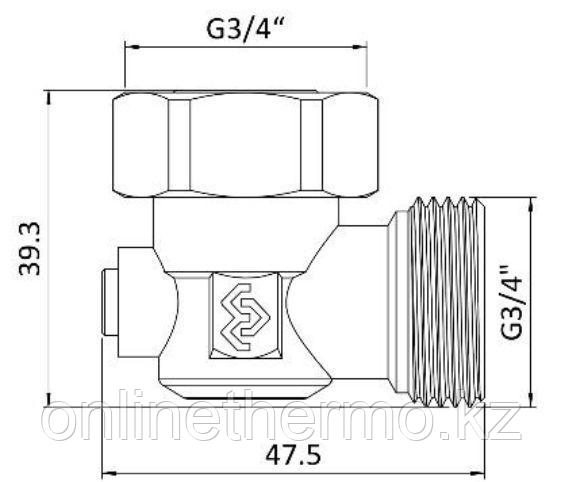 Угловой узел нижнего подключения 3/4"EKх3/4"EK, одинарный, для двухтрубных систем Varmega - фото 4 - id-p106692137