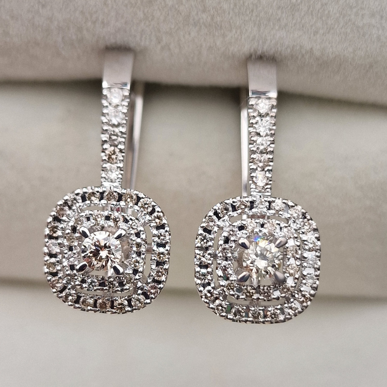Золотые серьги с бриллиантами 0.97 Ct SI1-SI2/L, VG-Cut