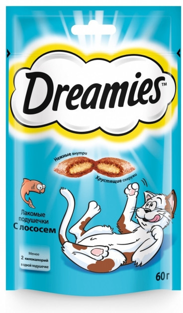 DREAMIES лакомство для кошек c лососем, 60 гр - фото 1 - id-p106737494