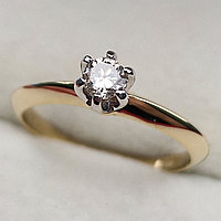 Золотое кольцо с бриллиантом 0,20 Сt SI2/J VG-Cut
