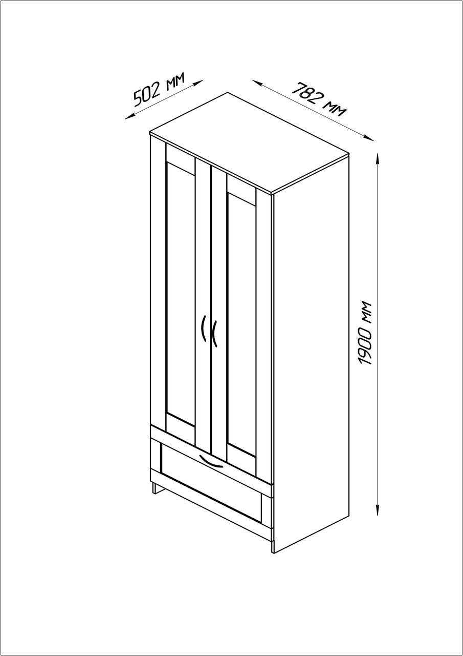 Шкаф СИРИУС комбинированный 2 двери и 1 ящик, белый - фото 2 - id-p106737709