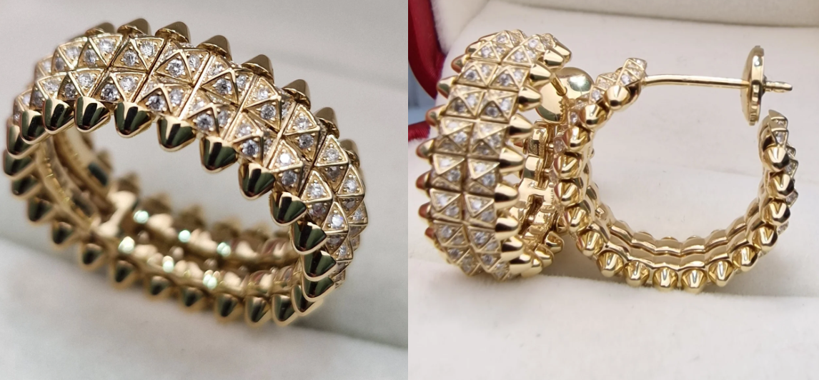 Золотой набор с бриллиантами (кольцо 0,85 Сt VS2/H VG-Cut , серьги 1.01 Ct VS2-SI1/H, VG-Cut)