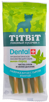 TitBit DENTAL палочка витая для собак мини-пород с сыром,30гр
