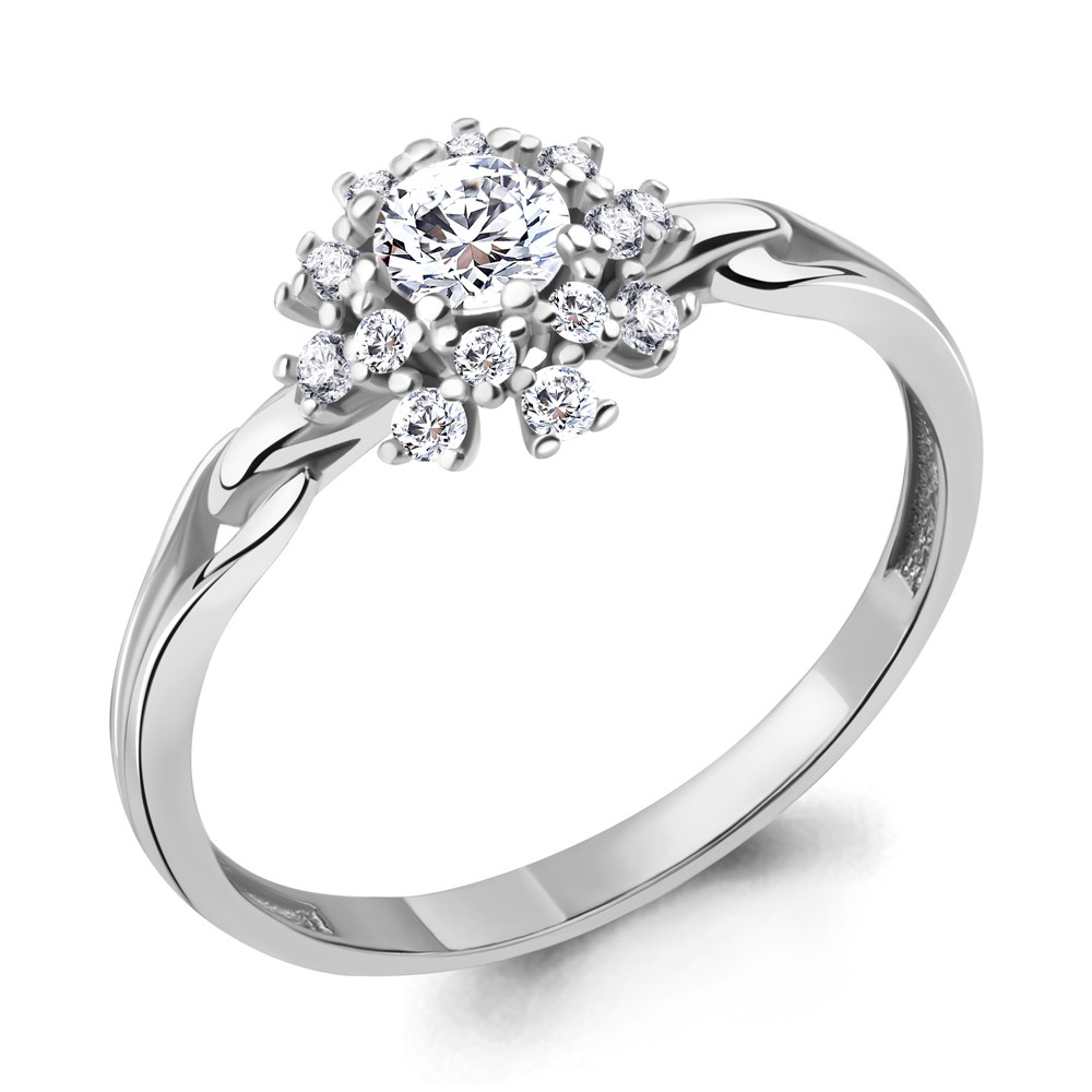 Серебряное кольцо  Фианит Aquamarine 67241А.5 покрыто  родием