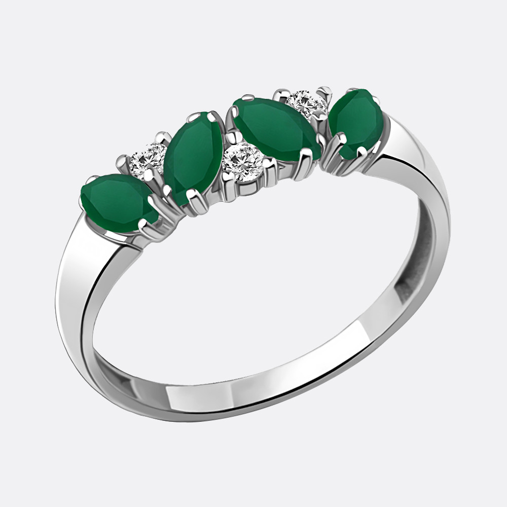 Кольцо из серебра цветные камни Aquamarine 6958509А.5 покрыто родием