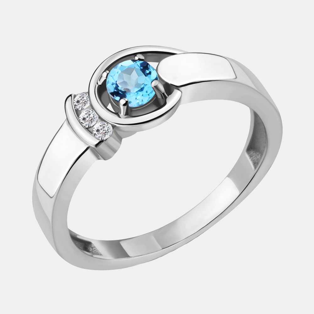 Кольцо из серебра цветные камни Aquamarine 6932205А.5 покрыто родием