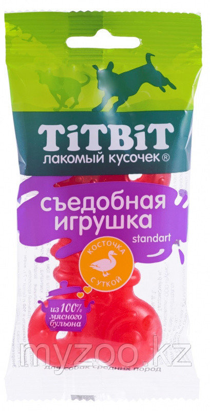 TitBit Съедобная игрушка косточка с уткой Standart для собак средних пород ,50гр - фото 1 - id-p106744291