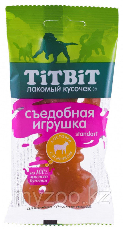 TitBit Съедобная игрушка косточка с ягненком Standart для собак средних пород ,50гр