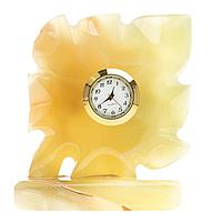 Настольные часы "Кленовый лист" из натурального камня оникс 8х4,5х9,5см (3) / часы декоративные / кварцевые