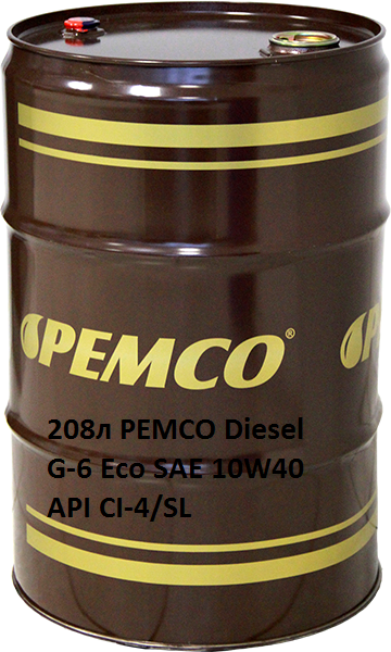 PEMCO Diesel G-6 Eco SAE 10W40 API CI-4/SL - фото 1 - id-p106762524