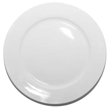 Тарелка круглая плоская с бортом D=28 см  11" из белого фарфора