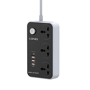 Сетевой фильтр LDNIO Universal SC3412 3 розетки 1*USB-C 12V-1.67A 3*USB 5V/3.4A Портов 2м, фото 2