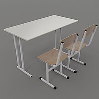 Стол ученический для кабинета физики + 2 стула 1200х600х750