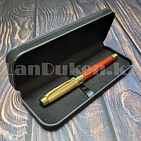 Подарочная ручка-роллер в футляре цвет темного дерева 201