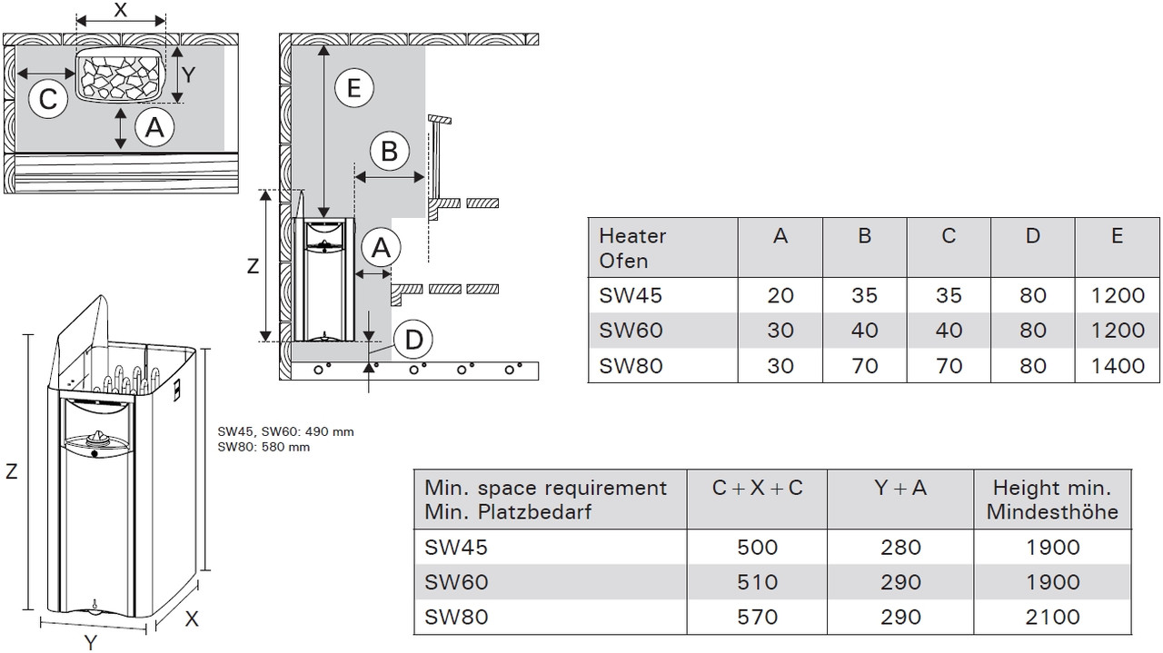 Электрическая печь для сауны Harvia The Wall SW60 (со встроенным пультом, мощность = 6 кВт, объем = 5-8 м3) - фото 10 - id-p106804379