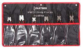 Partner Набор съемников стопорных колец, 6 предметов  (L-220мм х 2шт, L-180мм х 4шт), на полотне Partner