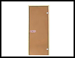 Дверь Harvia STG 8х19 для Финской Сауны (короб - сосна, стекло - бронза, ручка - защелка)
