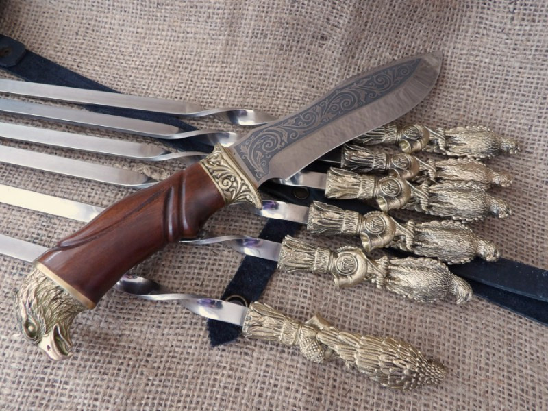 Набор шампуров "Птицы" с ножом - фото 1 - id-p106814722