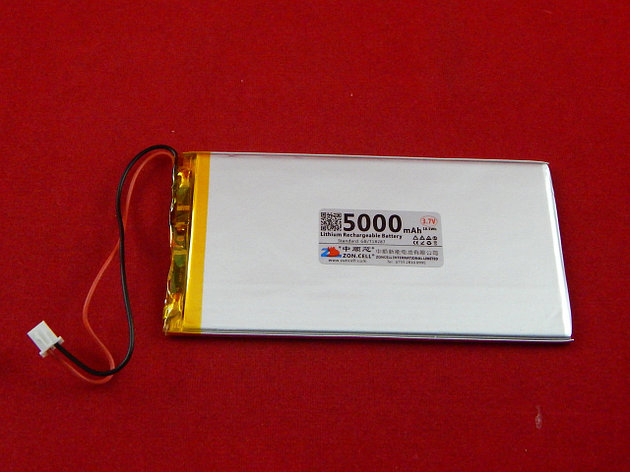 Аккумулятор Li-Pol, 3.7V, 5000mAh, (124х65х4мм), фото 2