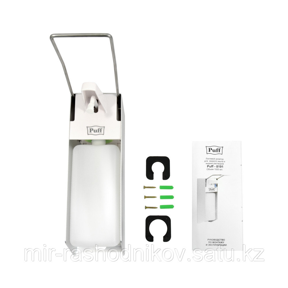 Дозатор для жидкого мыла пластик puff-8115 белый с серой кнопкой 1 л - фото 3 - id-p106816120