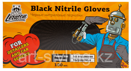 Перчатки нитриловые Leraton L черные 100 штук