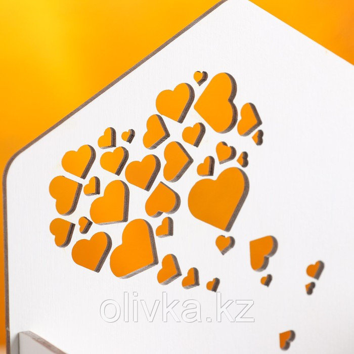 Кашпо деревянное "Конверт Облако сердец", белый, 16×6.8×18.5 см - фото 4 - id-p89160587