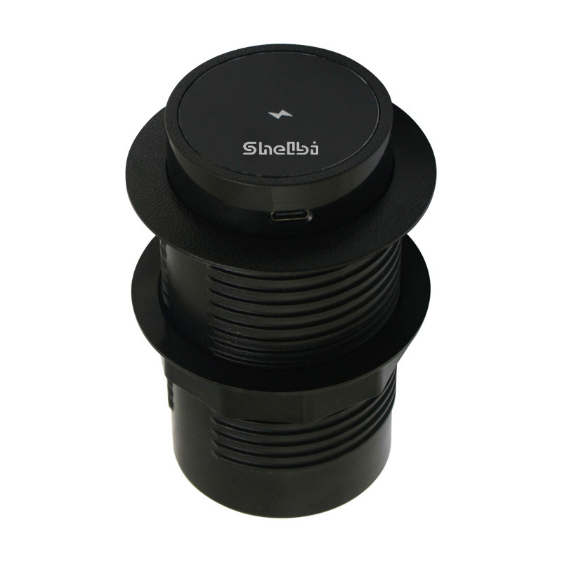 Shelbi Беспроводная зарядка, USB, Type-C для установки в стол, чёрный - фото 2 - id-p106836682