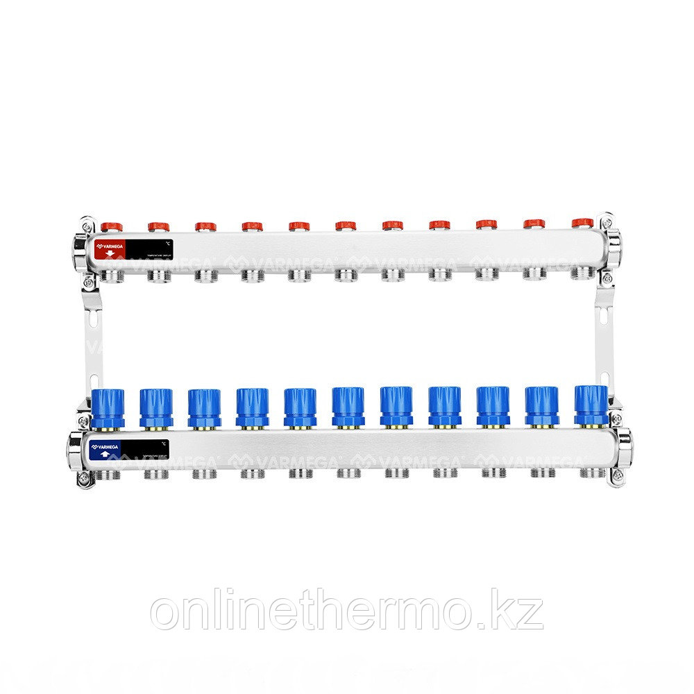 Коллектор 1", 11 x 3/4"EK из нержавеющей стали с регулирующими и балансировочными клапанами Varmega - фото 2 - id-p106836893