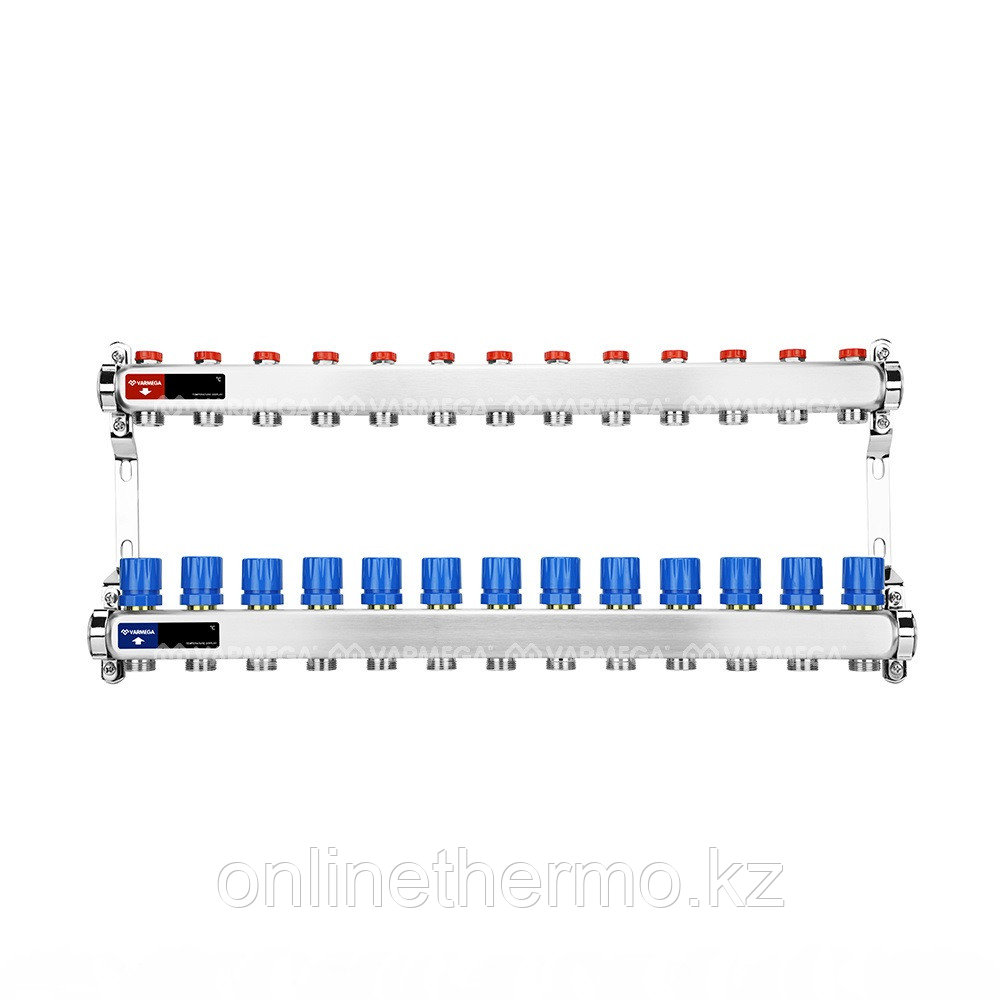 Коллектор 1", 13 x 3/4"EK из нержавеющей стали с регулирующими и балансировочными клапанами Varmega - фото 2 - id-p106836961